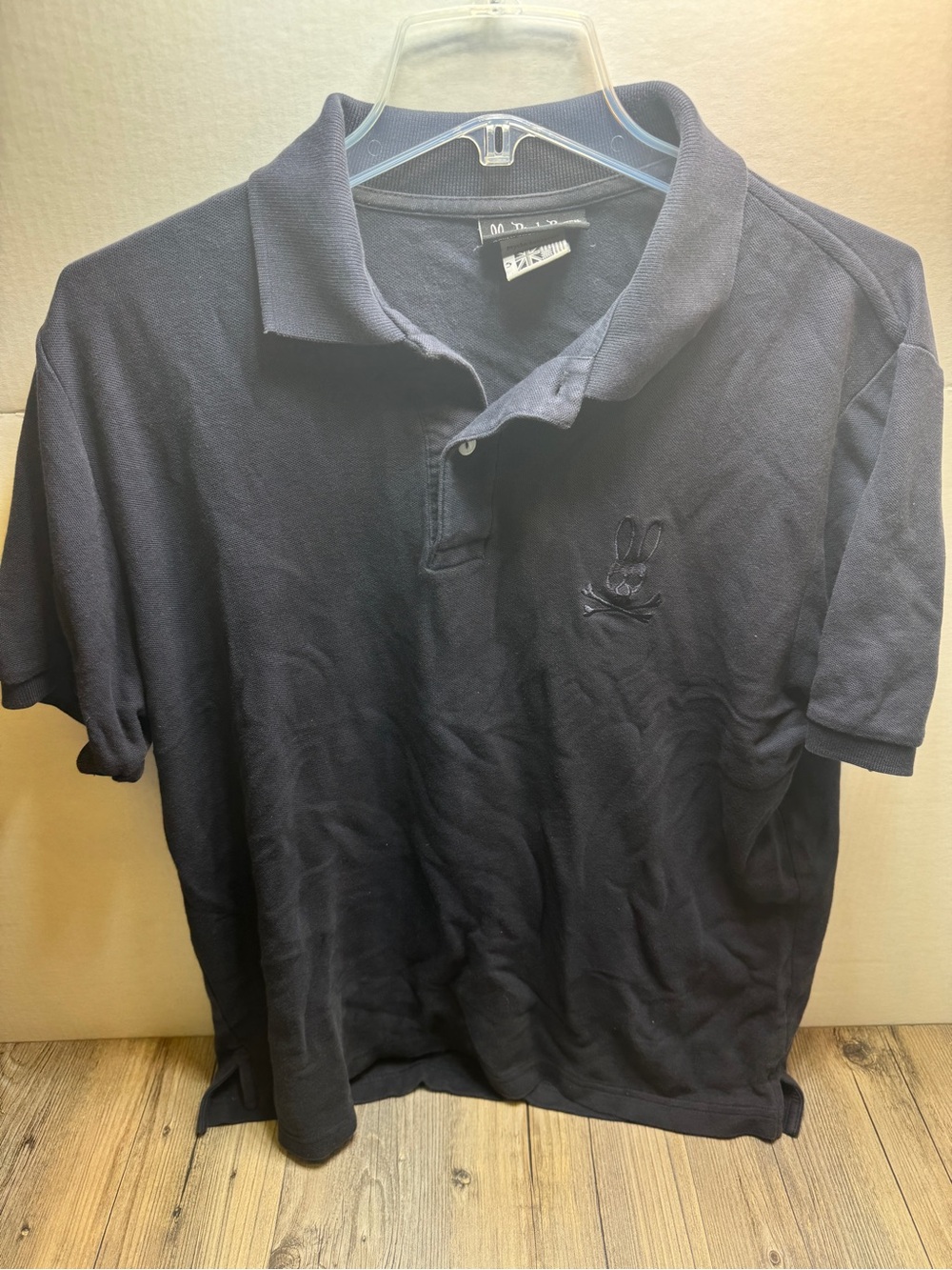 Psycho Bunny Men's Navy Blue Lenox Logo Pique Short Sleeve Polo Shirt Size 5 EU